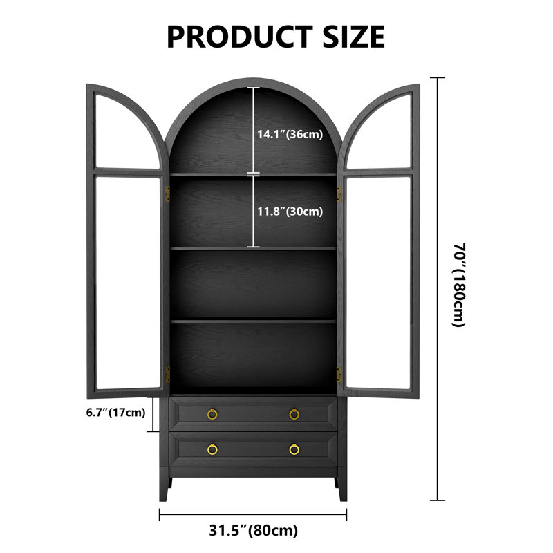 Breakwater Bay Freestanding Arch Display Cabinet with 3-Color